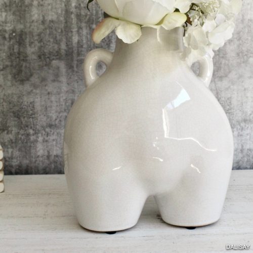 White Crackle Bum Flower Vase