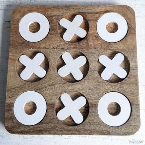 Wooden White Noughts and Crosses Board Game
