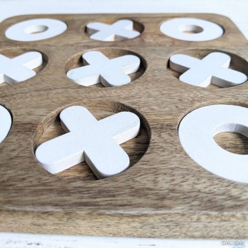 Wooden White Noughts and Crosses Board Game