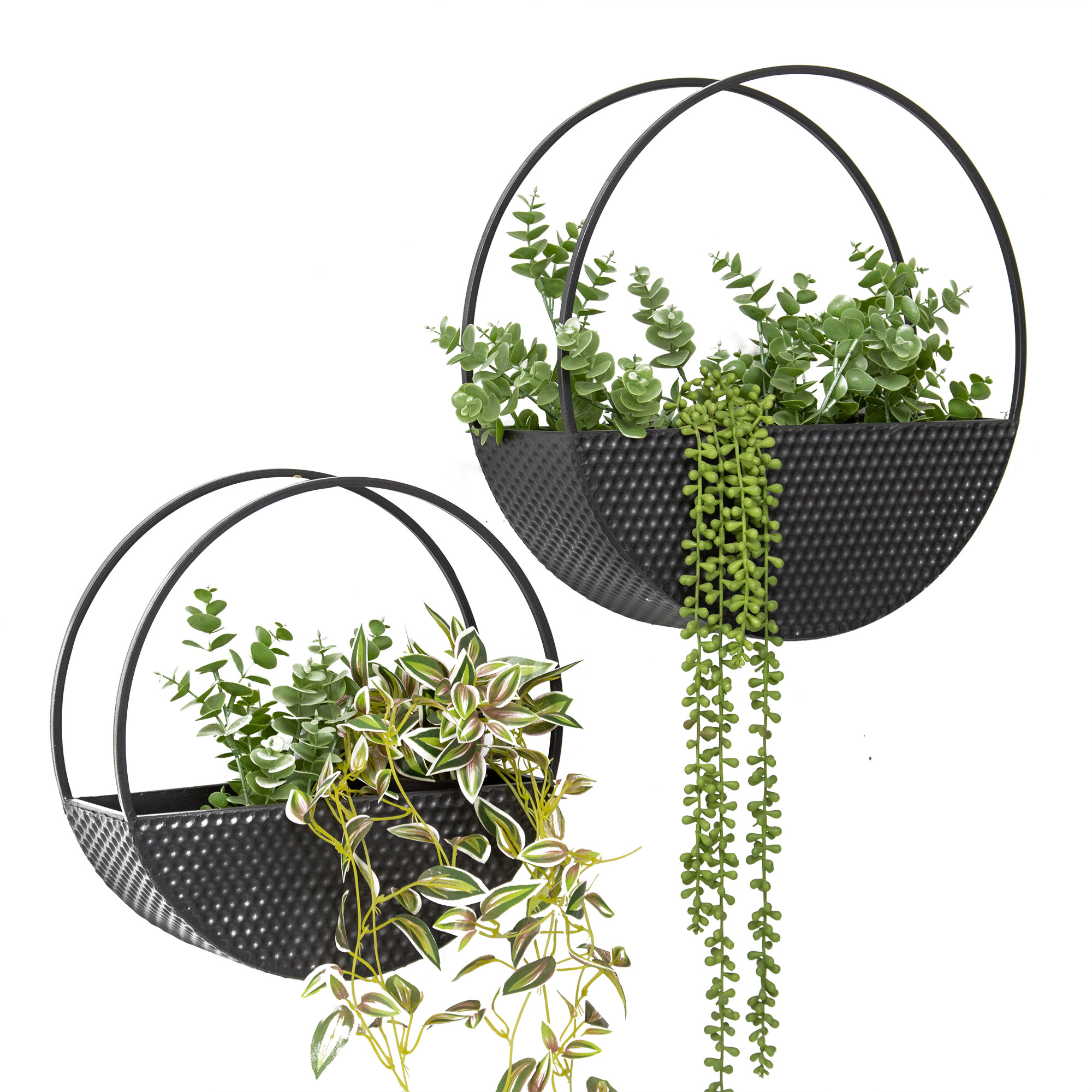 Black Metal Floated Wall Pot Planters