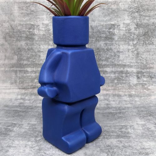Blue Block Man Planter Pot