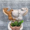 Brown White Horse Ceramic Pot Planter Sitter