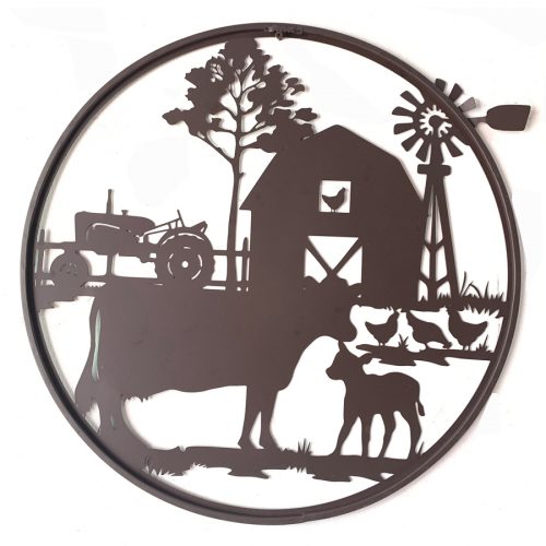 Cow Windmill Barn Rustic Metal Wall Art