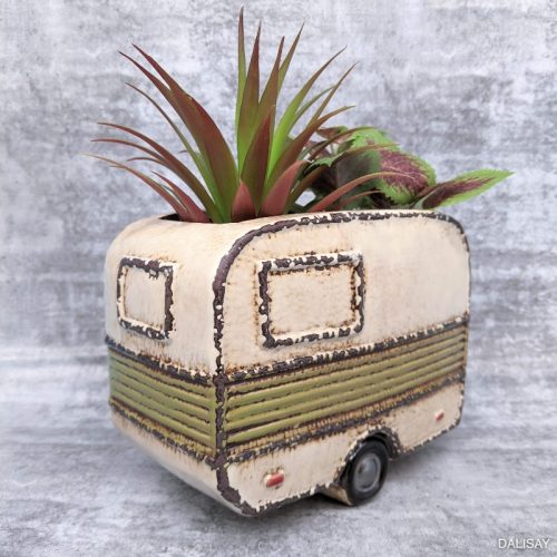 Green Beach Caravan Planter Pot
