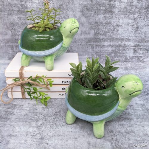 Green Turtle Planter Pot - Set of 2