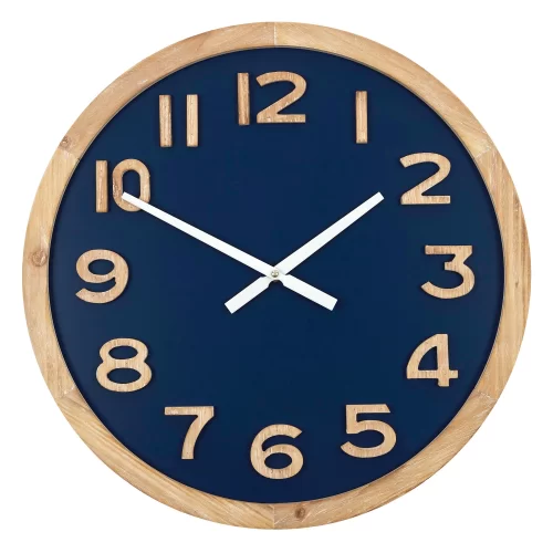 Hamptons Navy Blue Wooden Wall Clock