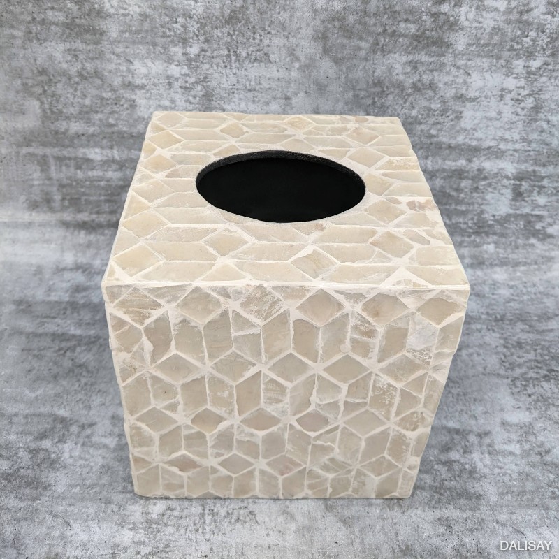 Ivory Square Inlay Tissue Box Cover