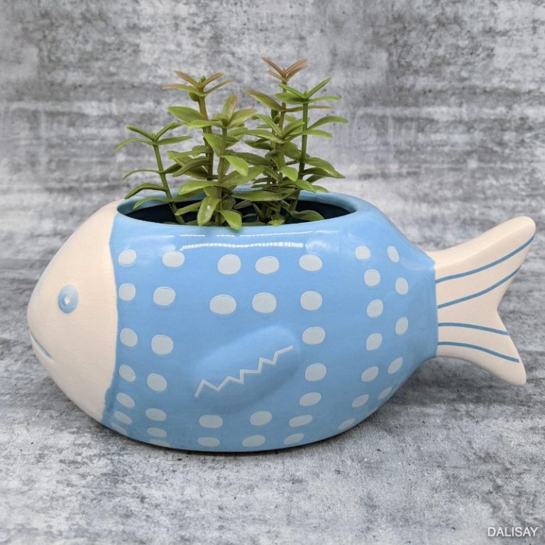 Light Blue Fish Planter Pot, 17cm Dalisay