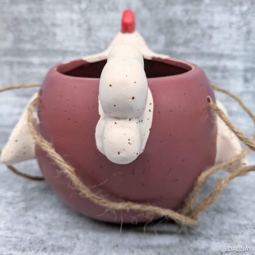 Maroon Speckled Chicken Hanging Planter Pot