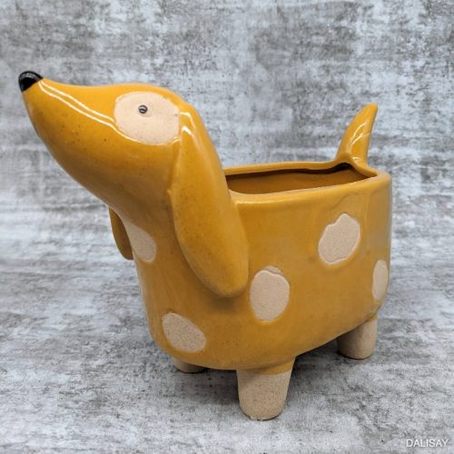 Mustard Dog Planter Pot
