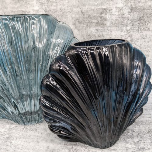 Navy Blue Sea Shell Glass Vase