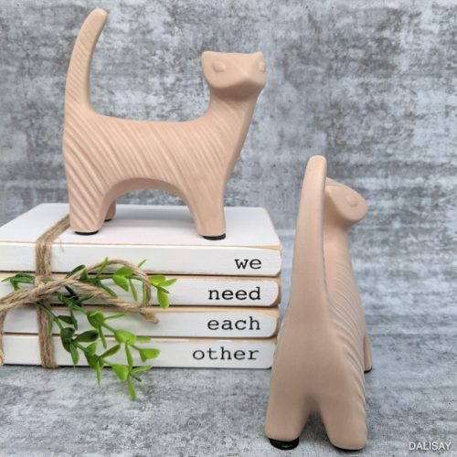 Nude Cat Ceramic Figurine Statue - Set of 2
