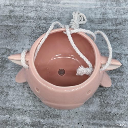 Pink Hanging Pig Ceramic Pot Planter