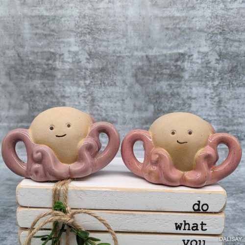 Pink Octopus Ceramic Pot Planter Sitter