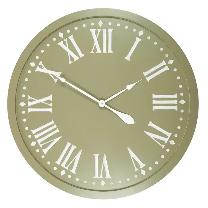 Sage Green White Timber Wall Clock