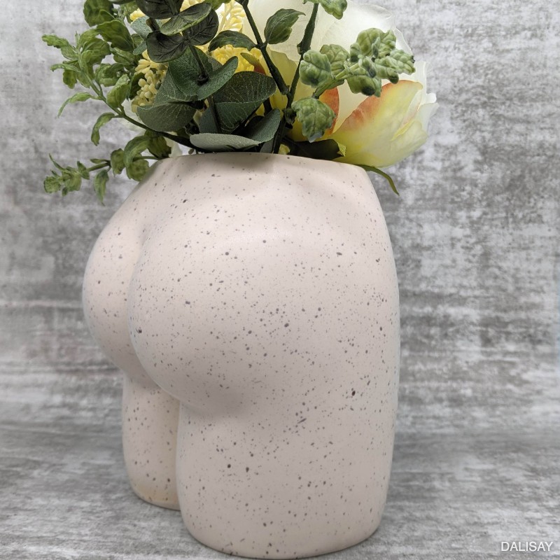 White Speckled Body Bum Flower Vase