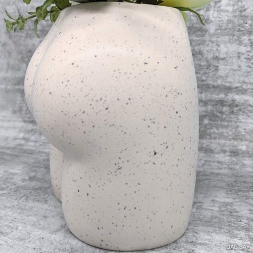 White Speckled Body Bum Flower Vase