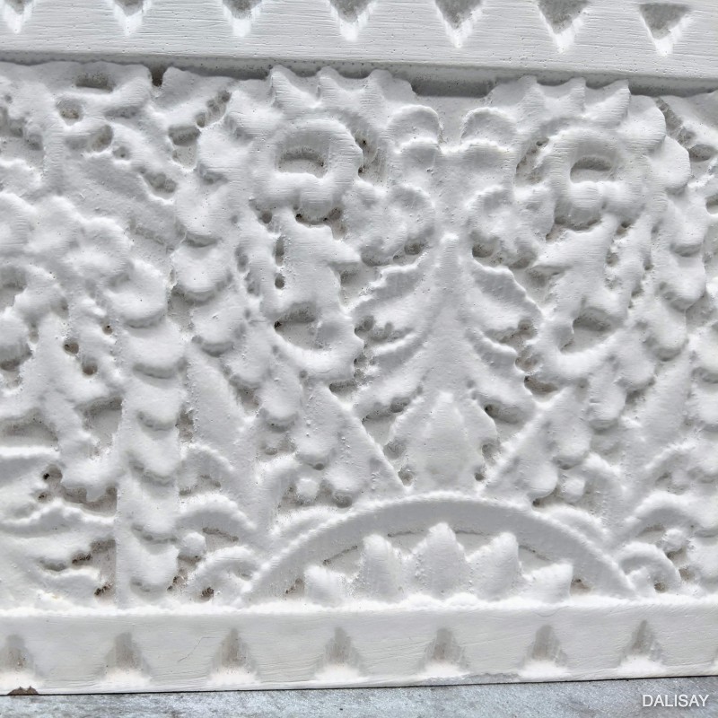White Wood Carved Tissue Box