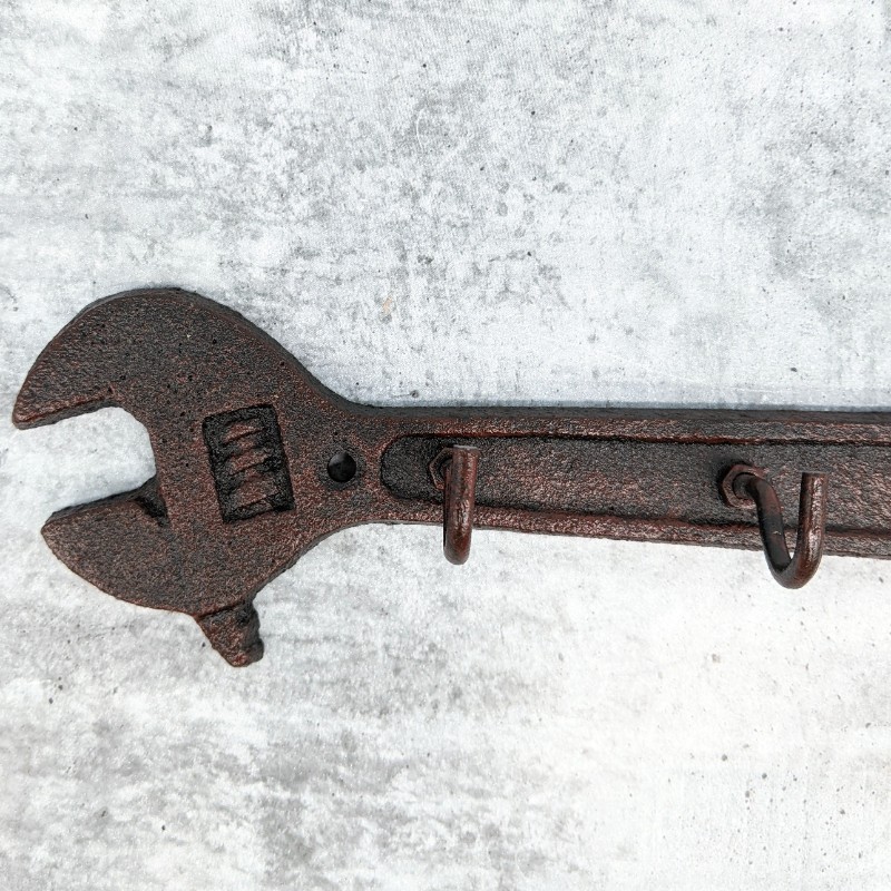 Cast Iron Wrench Key Holder With 3 Hooks