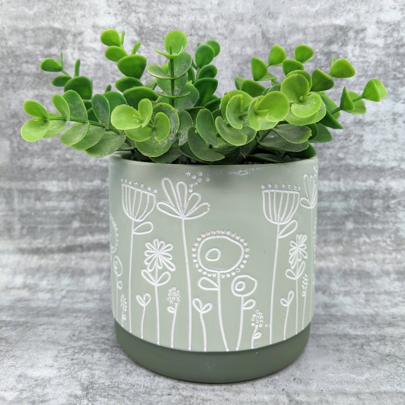 Green Floral Planter Pot