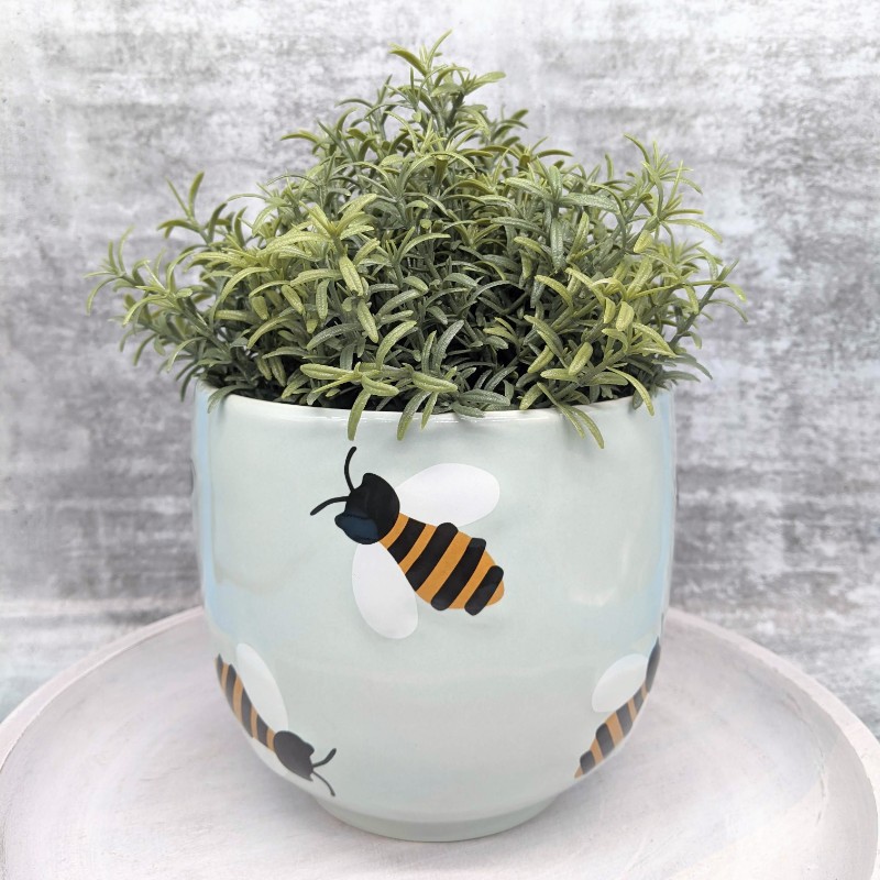 Sage Green Bee Planter Pot