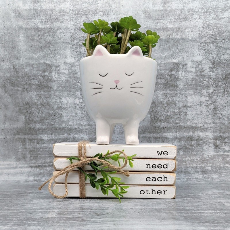 White Cat Planter Pot