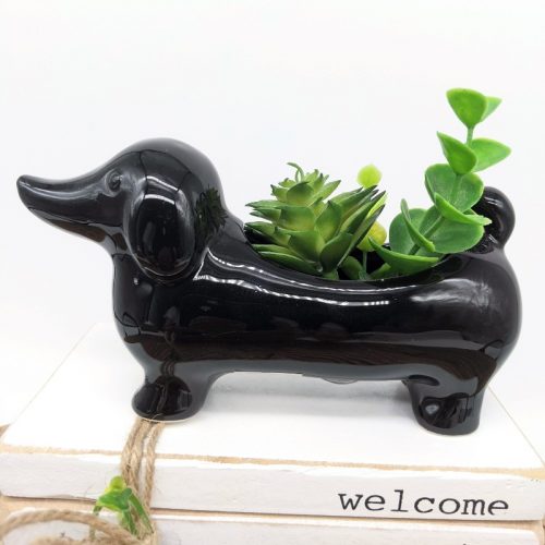 Black Sausage Dog Succulent Planter