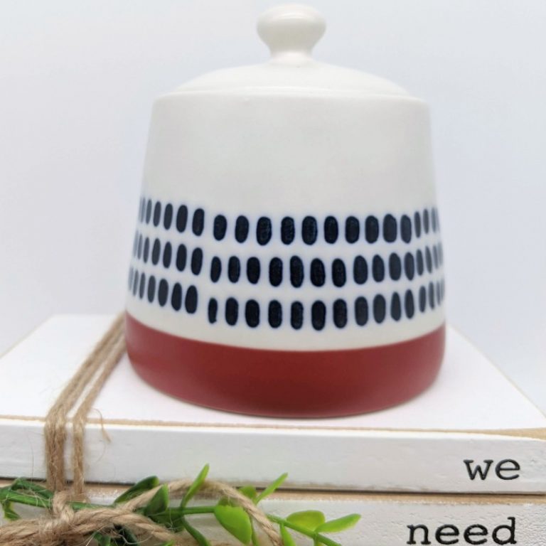 Blue Dots Ceramic Sugar Jar With Lid Dalisay