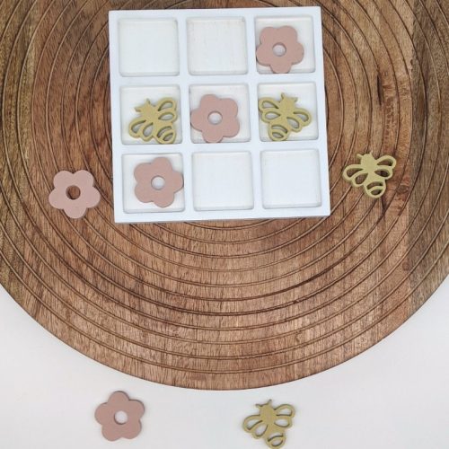 Pink Yellow Bee Flower Tic Tac Toe Board Game