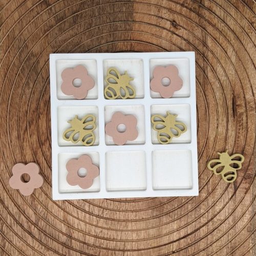 Pink Yellow Bee Flower Tic Tac Toe Board Game