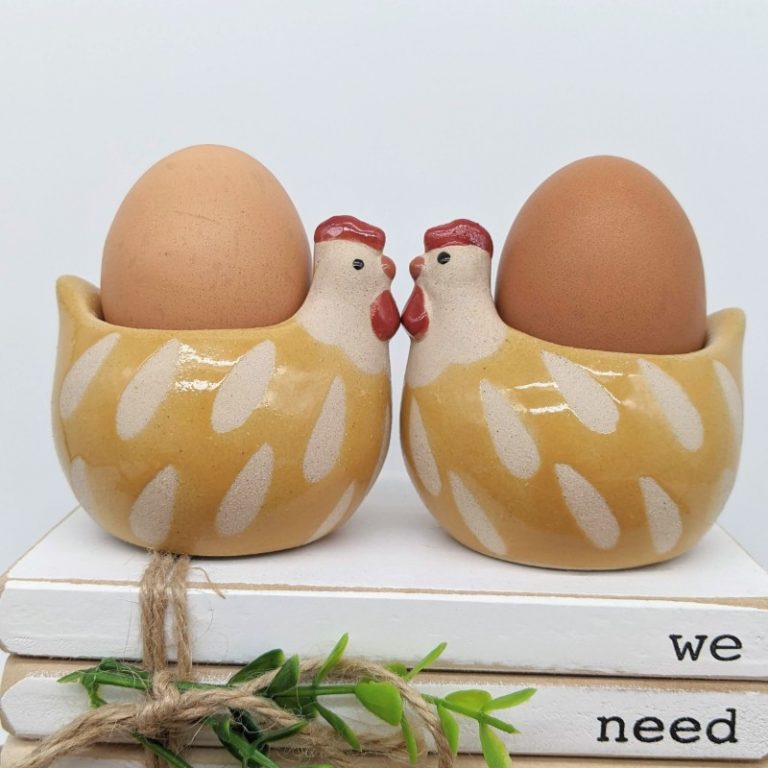 Yellow Hen Egg Cup Holder Set Of 2 Dalisay