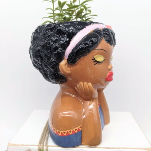 African Baby Girl Head Planter Pot