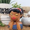 African Baby Girl Head Planter Pot
