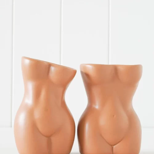 Girl Torso Figure Vase - Sepia