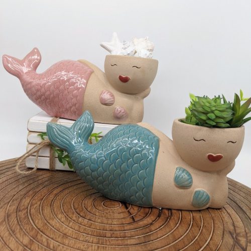 Pink Sea Mermaid Planter Pot