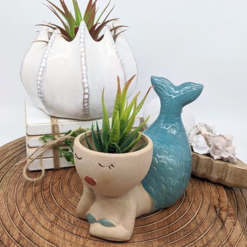 Relaxing Blue Mermaid Planter Pot
