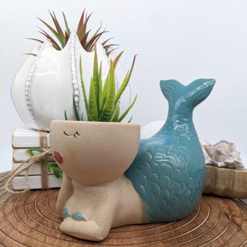 Relaxing Blue Mermaid Planter Pot