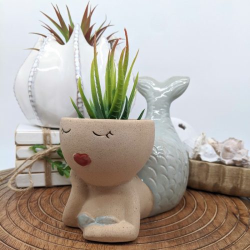 Relaxing Mint Mermaid Planter Pot