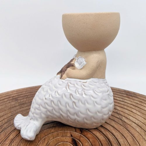 Sitting White Mermaid Planter Pot