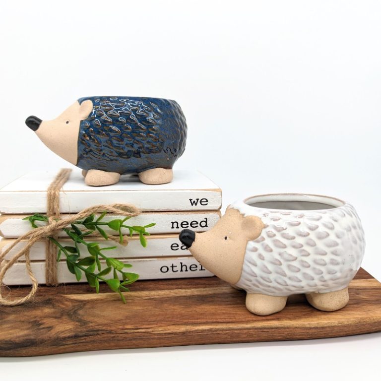 Blue White Echidna Planter Pot - Set Of 2, 12cm 