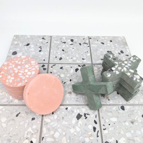 Grey Pink Terrazzo Tic Tac Toe Game Noughts & Crosses