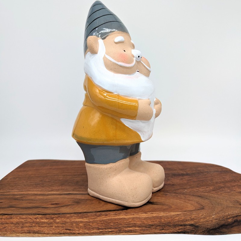 Mustard Blue Ceramic Gnome Statue