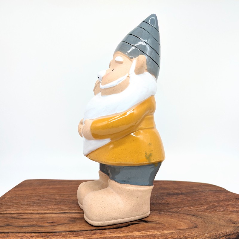Mustard Blue Ceramic Gnome Statue