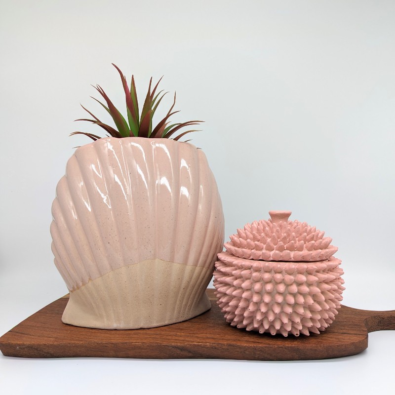 Pink Clam Shell Planter Pot
