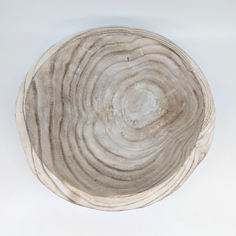 Round Whitewash Timber Bowl