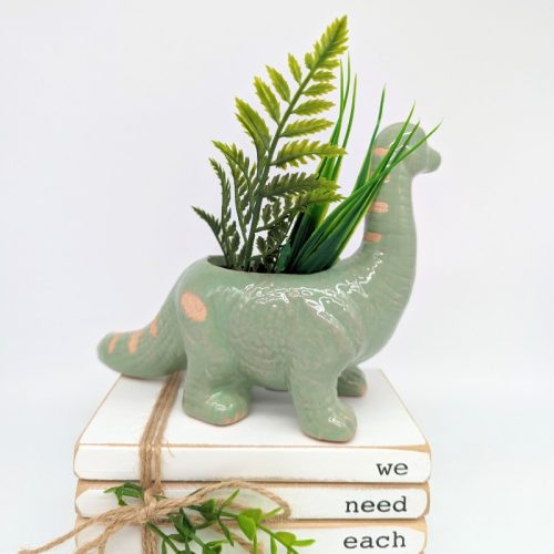 Sandy Green Dinosaur Planter Pot