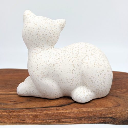 Terracotta White Ceramic Cat Statue