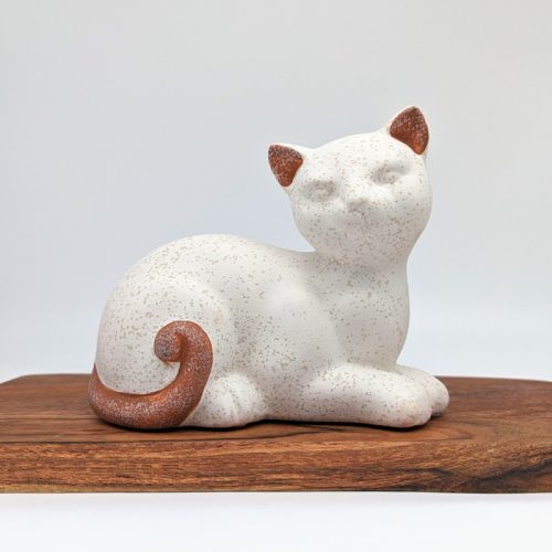 Terracotta White Ceramic Cat Statue