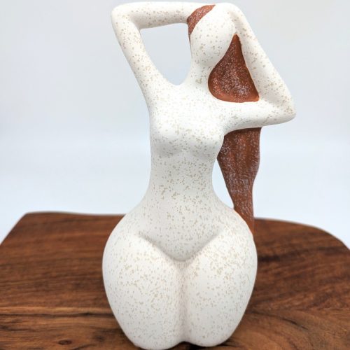 Terracotta White Ceramic Women Statue