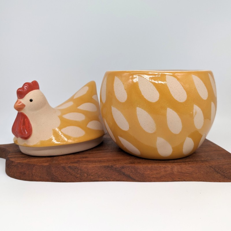 Yellow Hen Ceramic Jar Canister